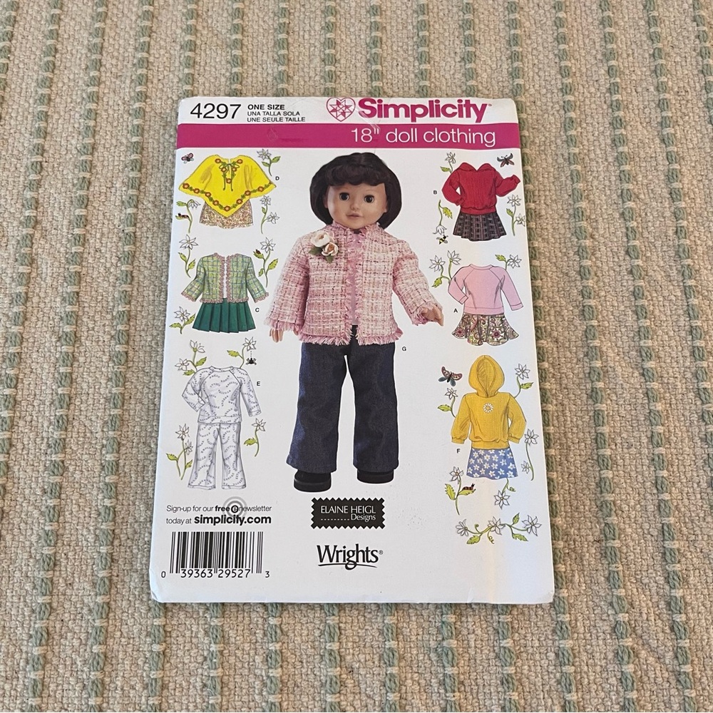 New - Simplicity Doll Clothing Pattern Set - Sewing Pattern - #4297